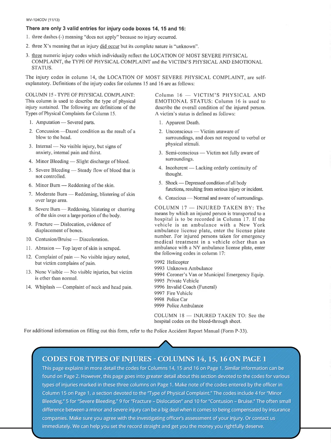 How to read your New York Accident Report, Page 4