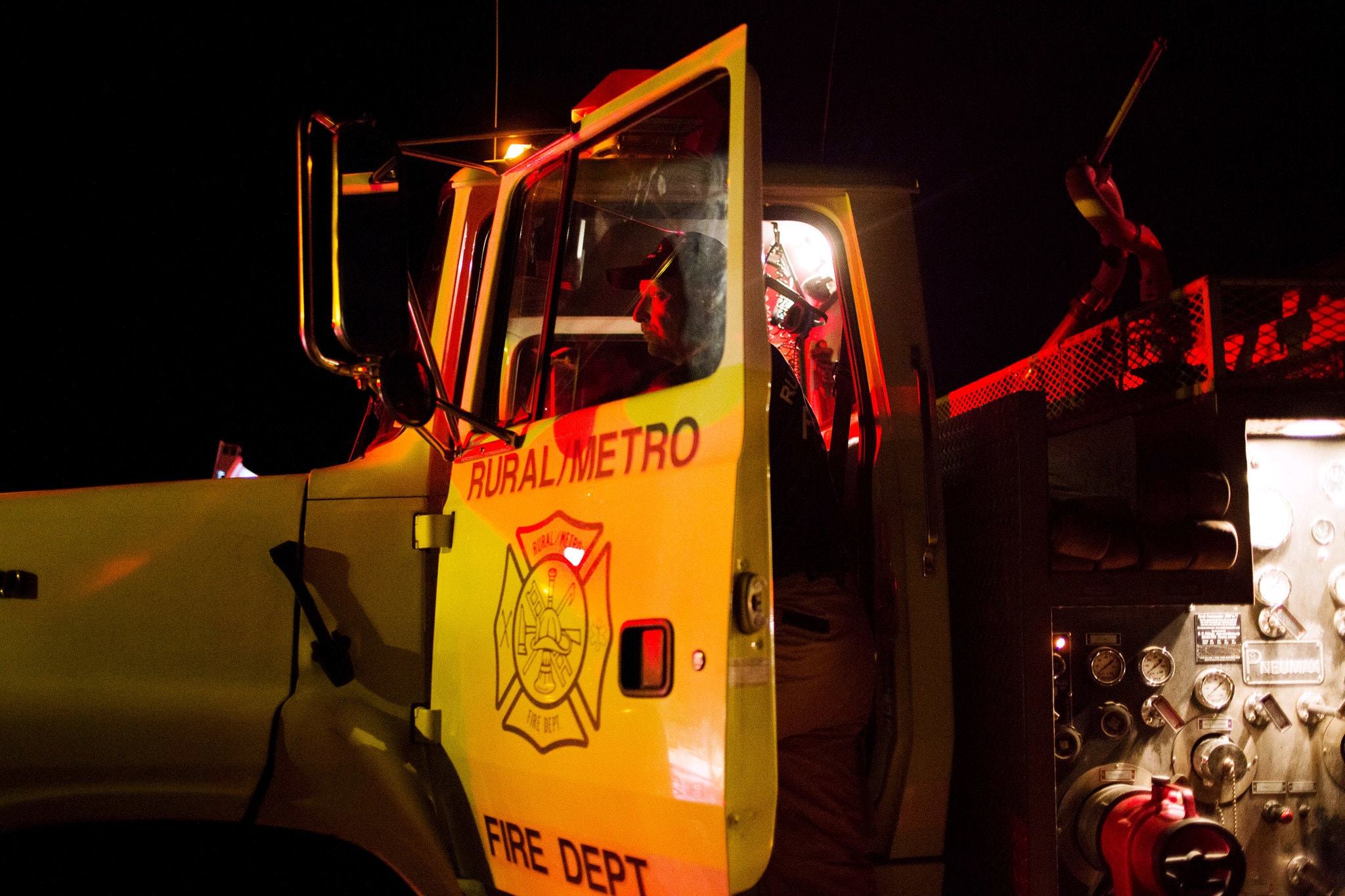A Rural/Metro truck delivering water to a two-alarm fire in Arizona in March.